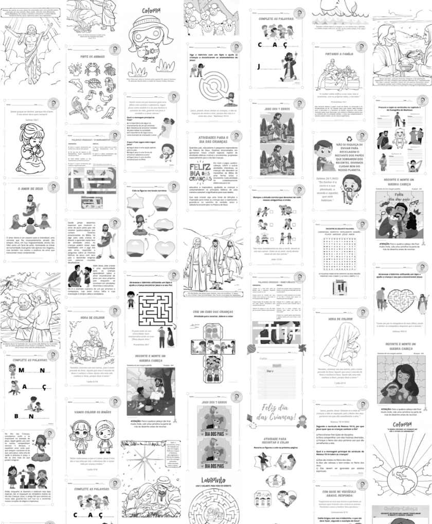 Fundo com ilustrações das atividades bíblicas